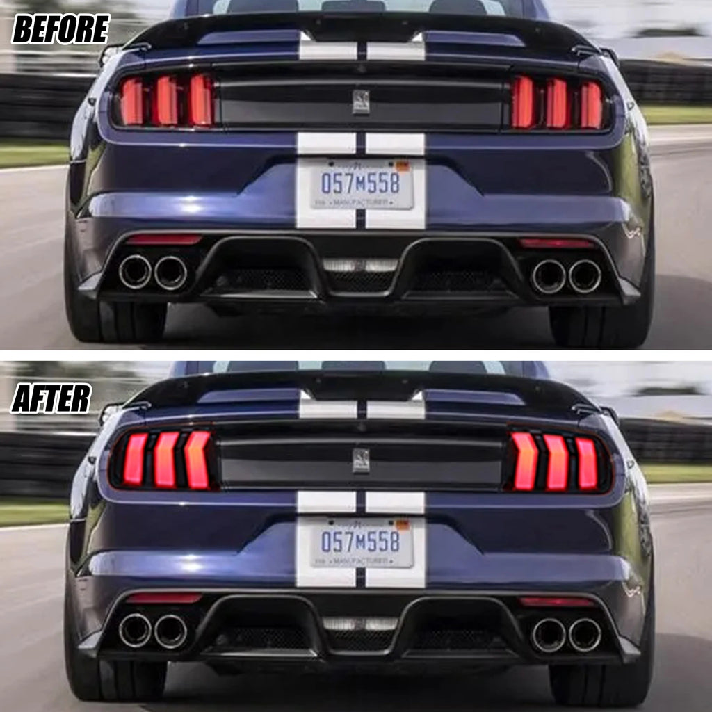 LED Euro Tail Lights Assembly for Ford Mustang S550 V6 V8 GT 2015-2023 Sequential Turn Signal Rear Lamps Assembly