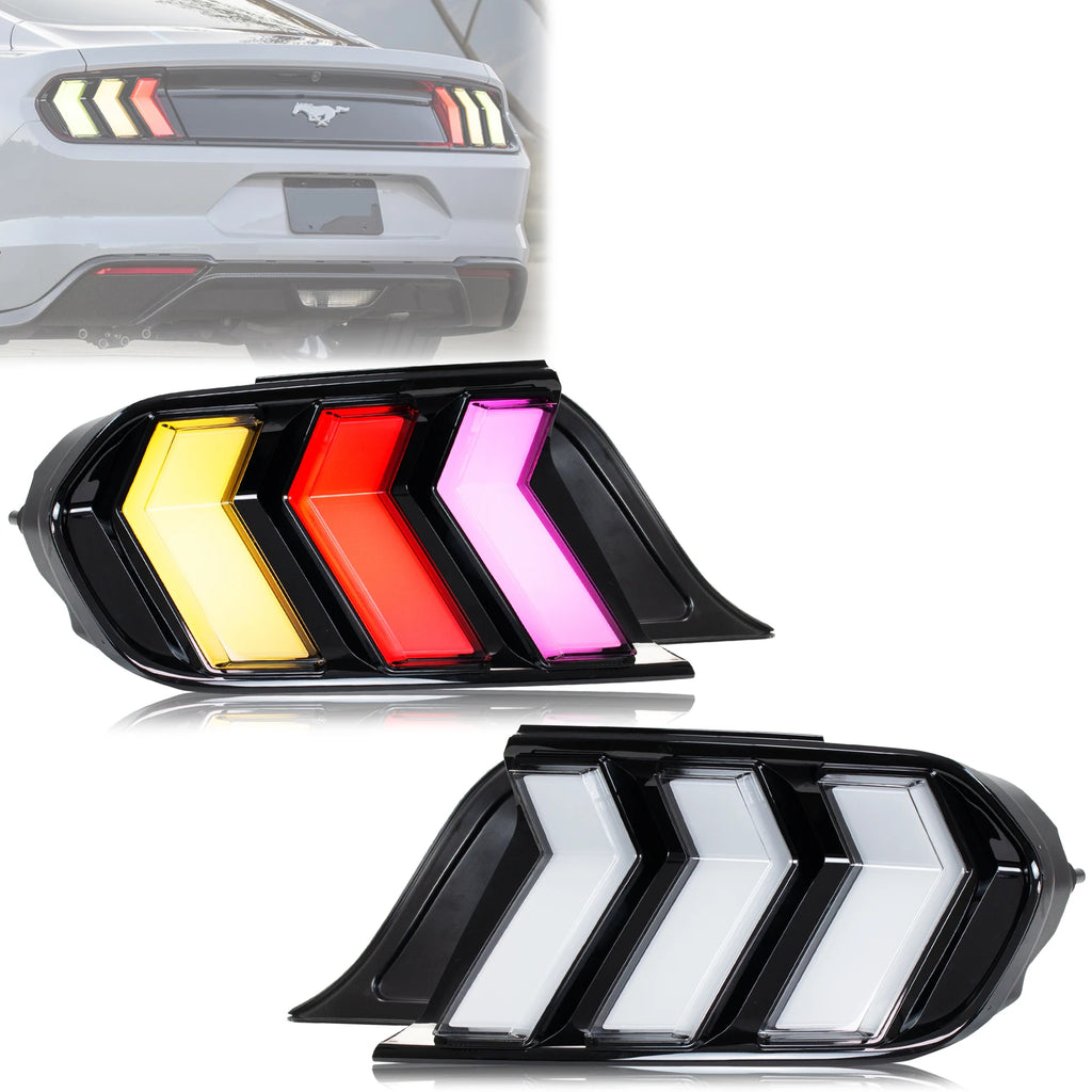 LED Euro Tail Lights Assembly for Ford Mustang S550 V6 V8 GT 2015-2023 Sequential Turn Signal Rear Lamps Assembly