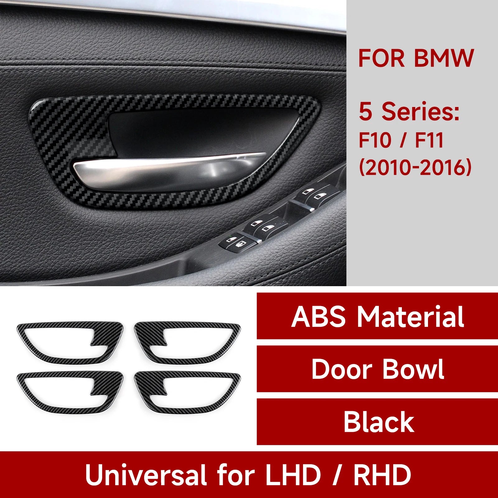 For BMW 5 series F10 F11 (2010-2016) Trim Accessories. Car Center Console Dashboard Gear Shift Panel. Carbon Fiber ABS Sticker.