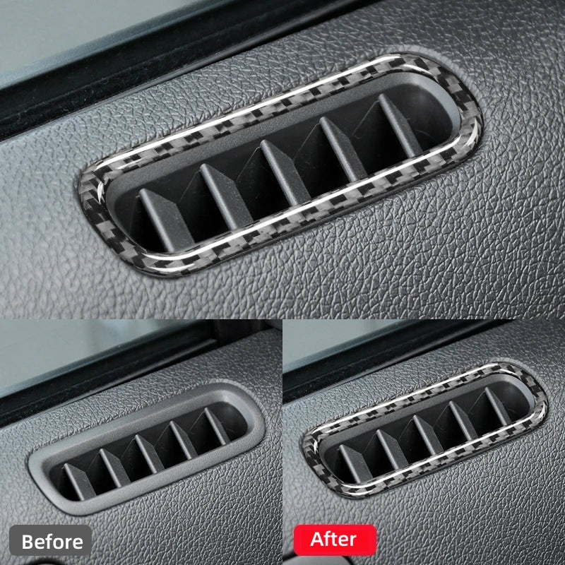 For Ford Mustang 2009-2014 Accessories Car Door Air Conditioner Outlet Vent Sticker Decor Frame Carbon Fiber Interior Trim Cover