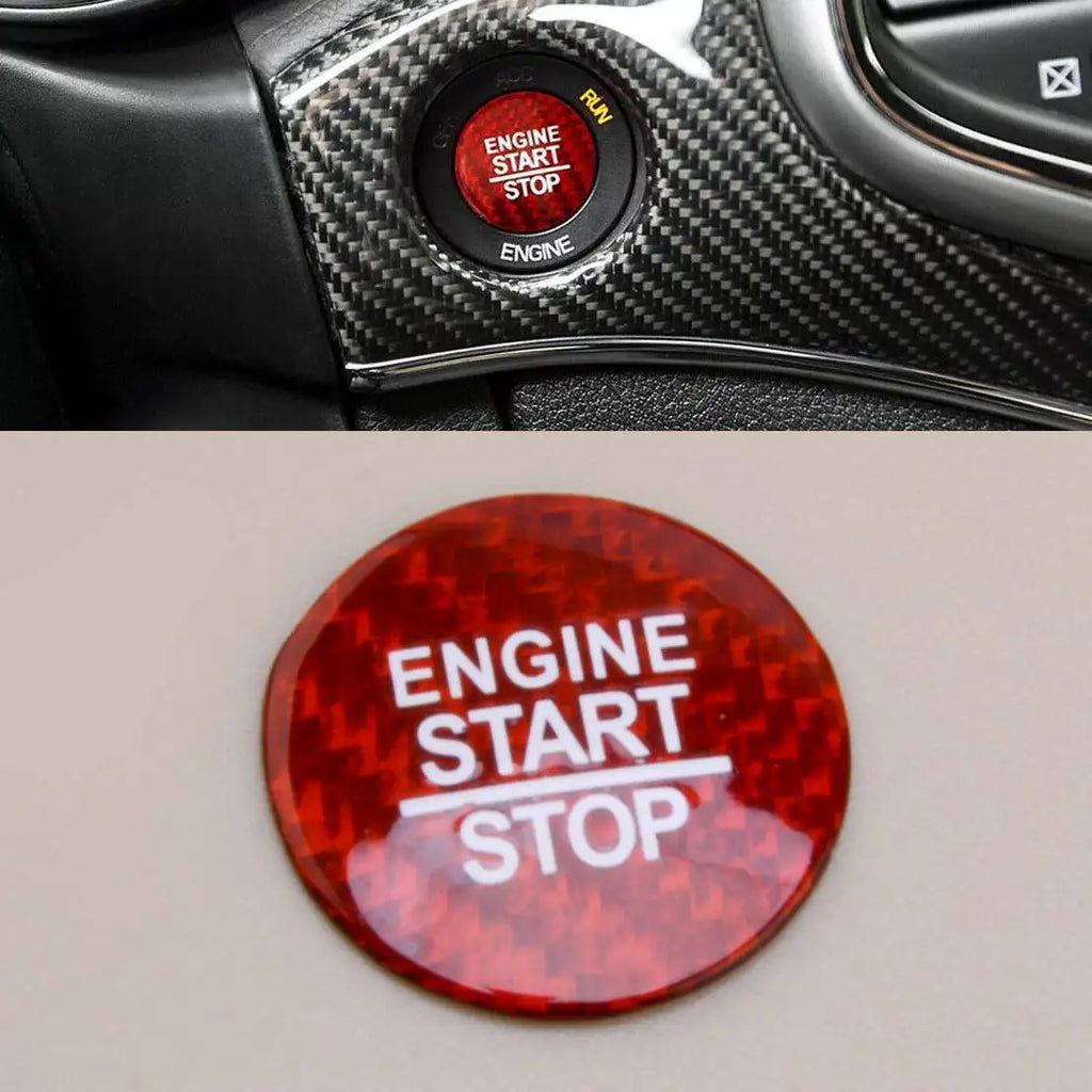 Engine Start Stop Push Button Cover Trim Sticker Red Carbon Fiber Fit for Dodge Charger Durango Chrysler 300s 2016-2020 2021