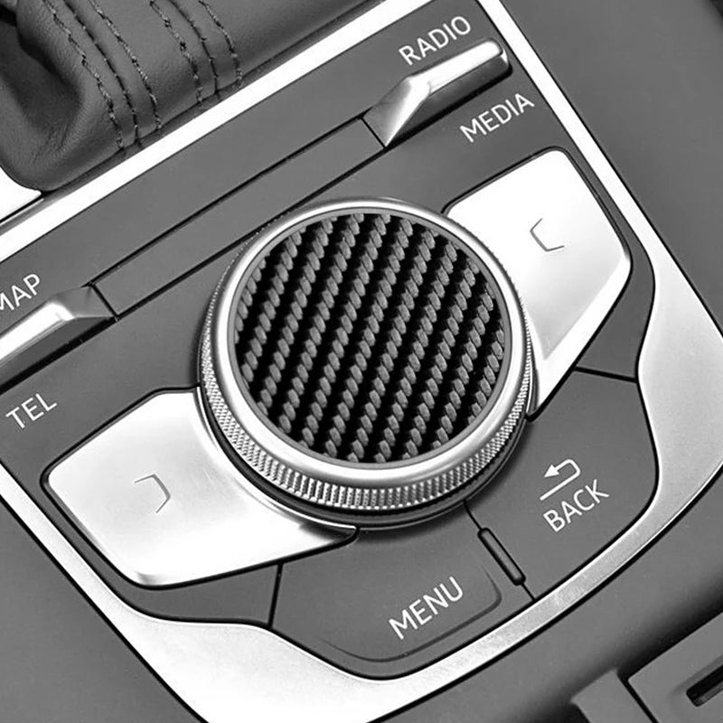 For Audi 8V A3 S3 (2014-2019) Sport Car Multimedia Button Knob Cover Trim Sticker Carbon Fiber Anti Scratch Interior Accessories