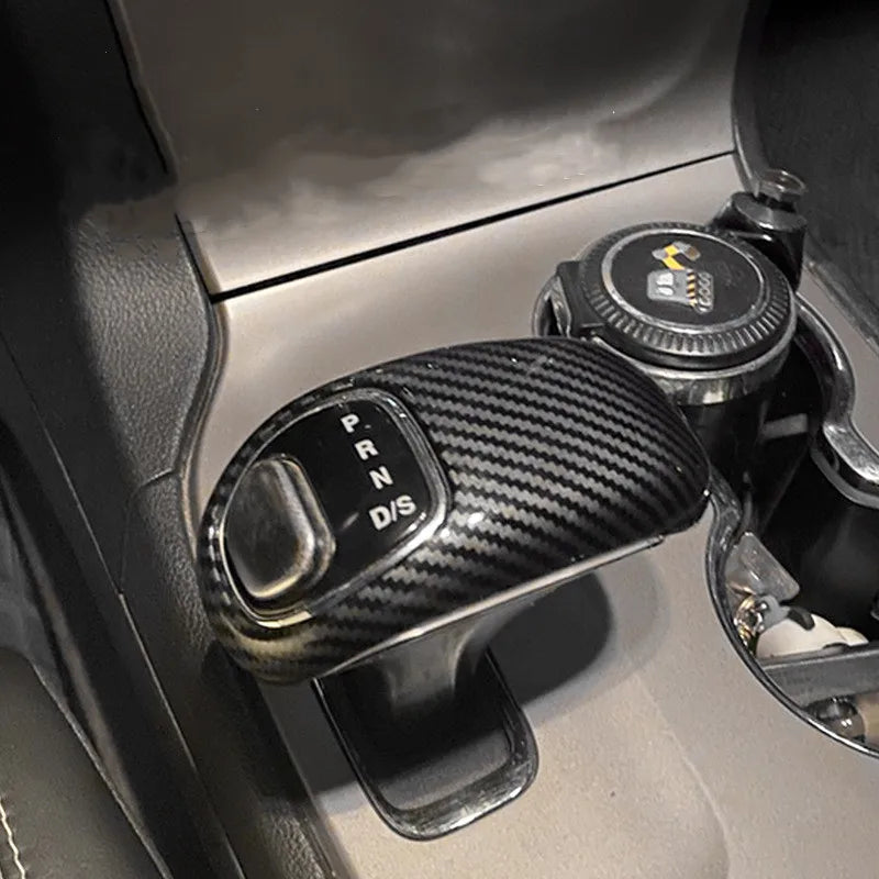 Carbon Fiber Pattern Car Gear Shift Knob Protective Cover Car Gear Handle Head For Jeep Grand Cherokee 2014-16 Inner Accessories