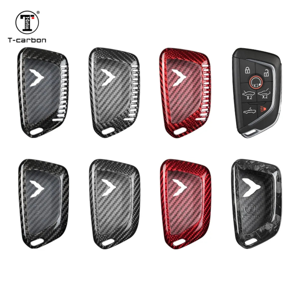 T-carbon Carbon Fiber Car Key Case Cover Fit For Chevrolet C8 Camaro Car Interior Accessories Key Fob Protect Car Key