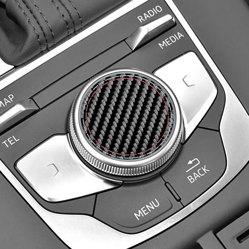 For Audi 8V A3 S3 (2014-2019) Sport Car Multimedia Button Knob Cover Trim Sticker Carbon Fiber Anti Scratch Interior Accessories