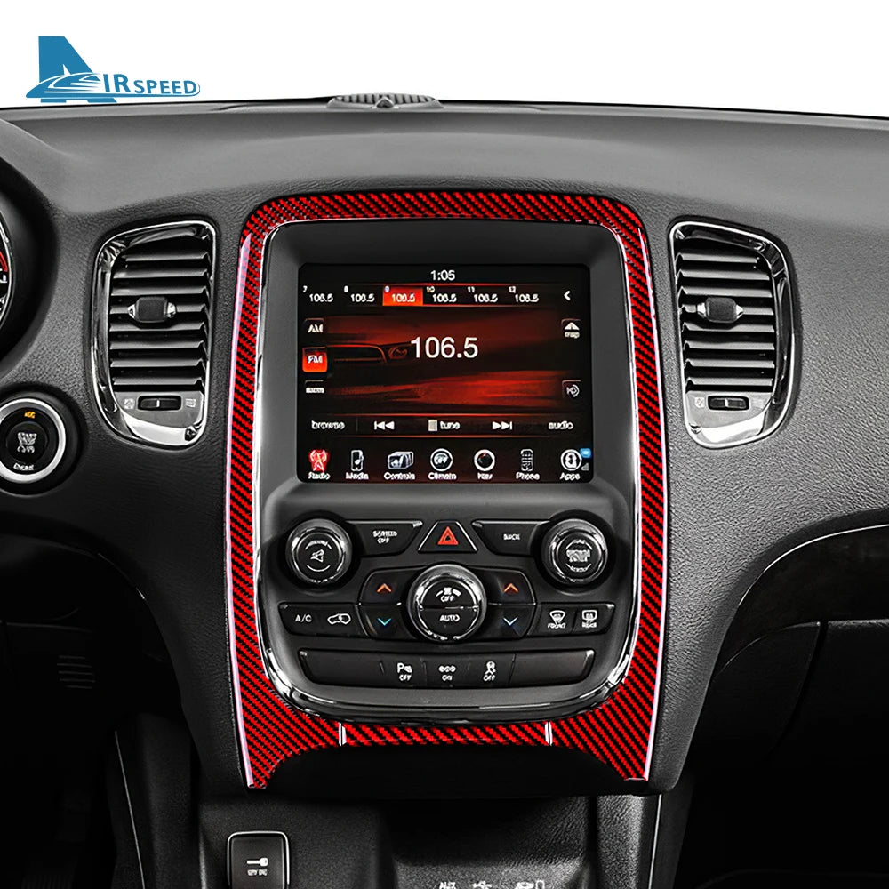 Real Carbon Fiber Sticker For Dodge Durango 2014-2020 Central Control Panel Navigation Car Cover Interior Trim Accessories