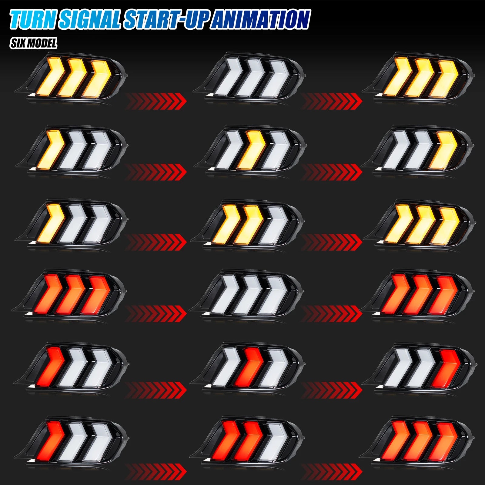 LED Euro Tail Lights Assembly for Ford Mustang S550 V6 V8 GT 2015-2023 Sequential Turn Signal Rear Lamps Assembly