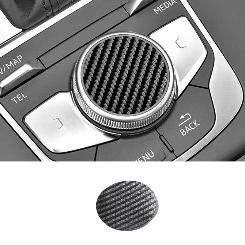 For Audi 8V A3 S3 (2014-2019) Sport Car Multimedia Button Knob Cover Trim Sticker Carbon Fiber Anti Scratch Interior Accessories