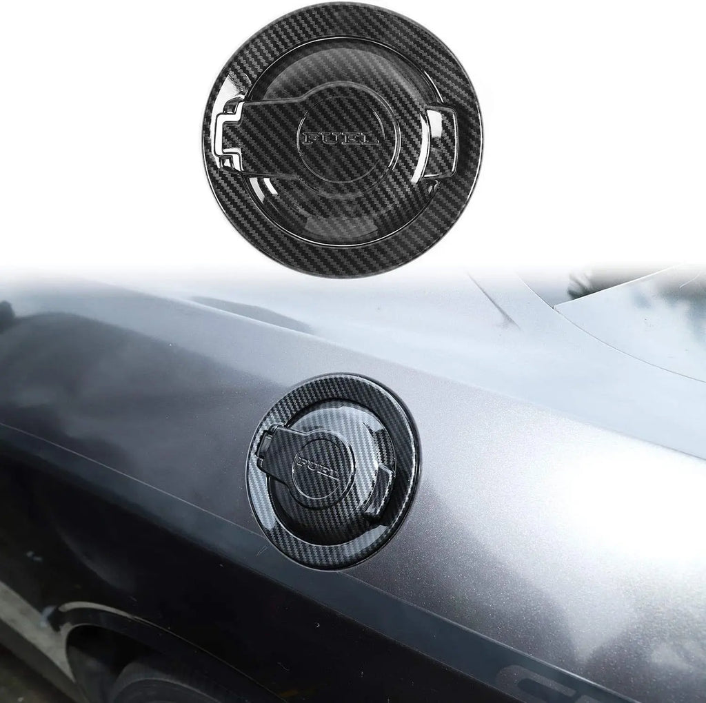 Carbon fiber Look fuel tank cover trim Accessories Gas Door For Dodge Challenger 2008-2023 ABS Car Fuel Tank Cap Trim Sticker