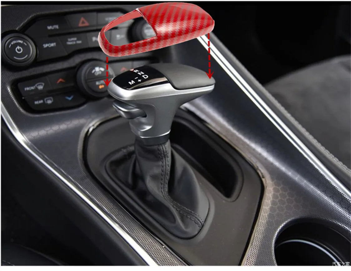 Car Gear Knob Cover Trim Sticker Carbon Fiber Print Shift Hand Ball Decoration for Dodge Challenger Charger SRT 2015-2021