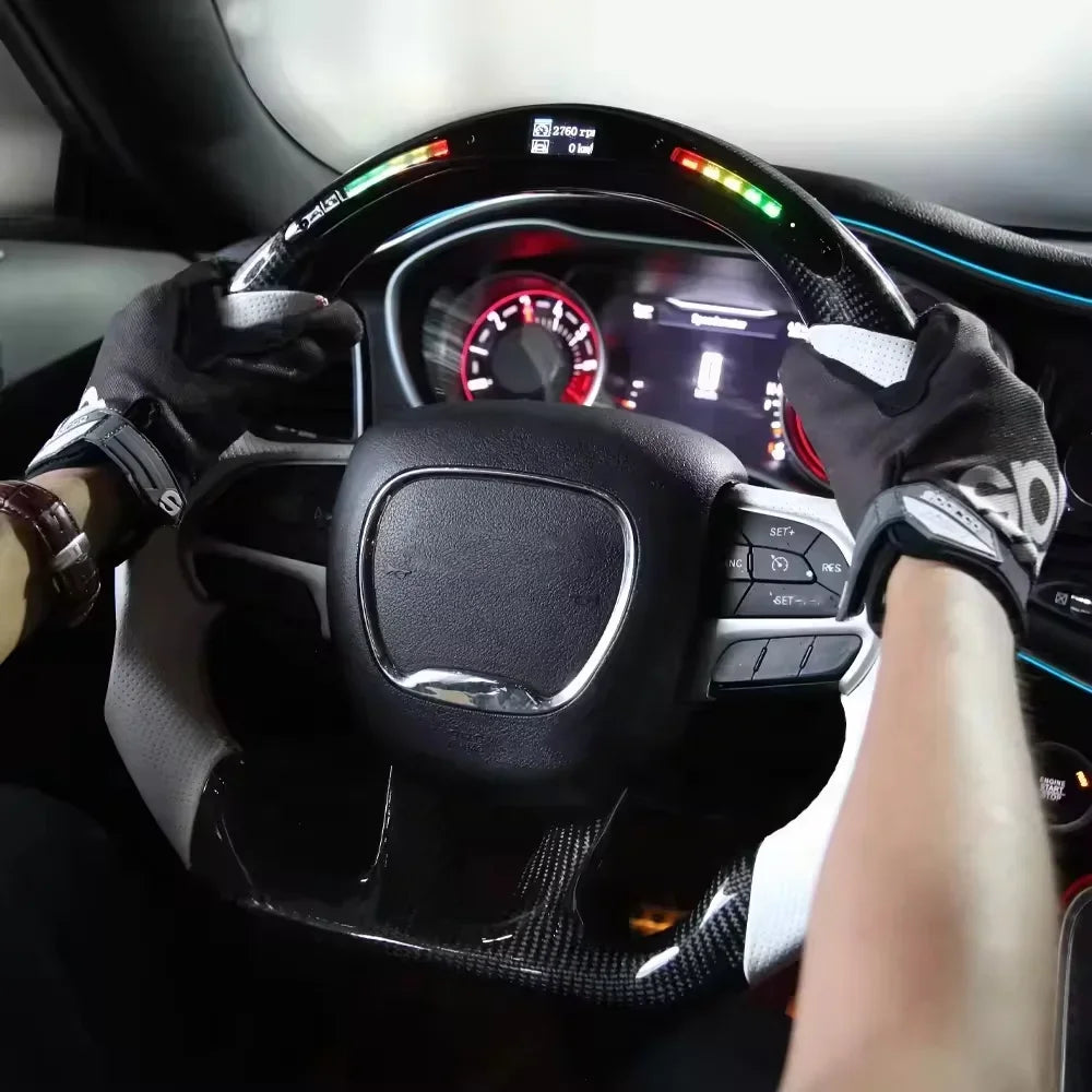 Fancy Customized LED Smart Steering Wheel Fit for Dodge 2015+ Charger Challenger Hellcat Durango SRT Real Carbon Fiber