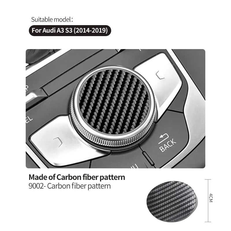 For Audi 8V A3 S3 (2014-2019) Sport Car Multimedia Button Knob Cover Trim Sticker Carbon Fiber Anti Scratch Interior Accessories