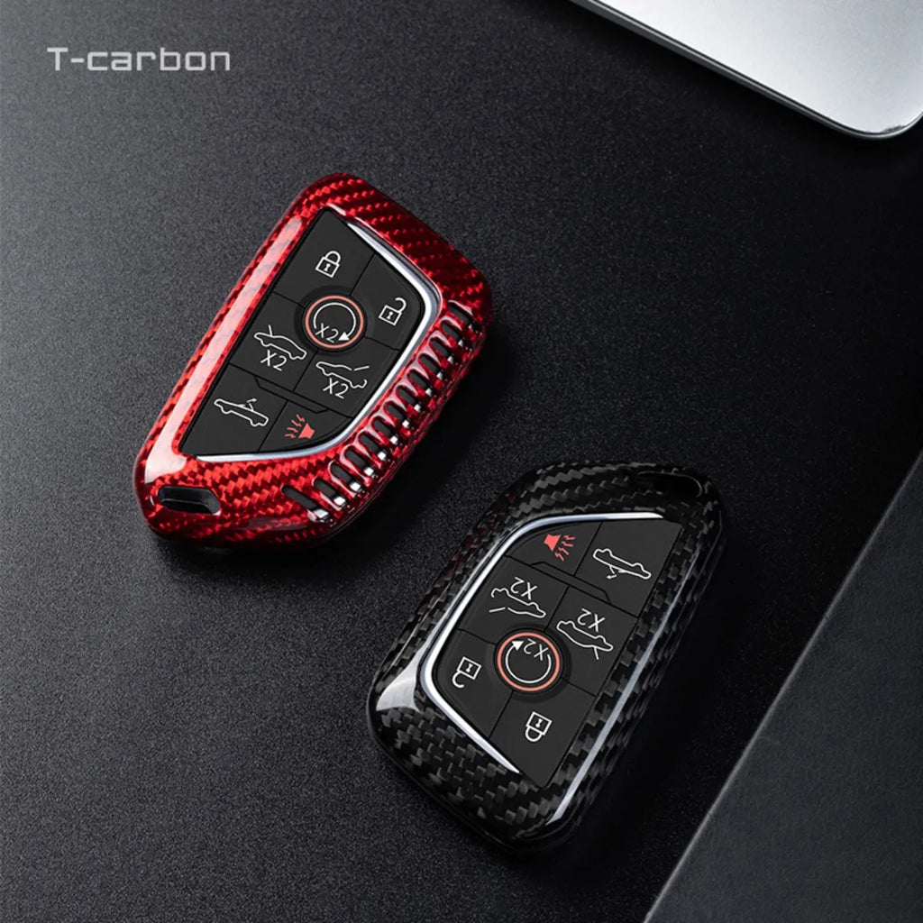T-carbon Carbon Fiber Car Key Case Cover Fit For Chevrolet C8 Camaro Car Interior Accessories Key Fob Protect Car Key