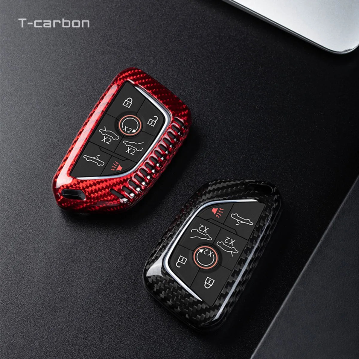 T-carbon Carbon Fiber Car Key Case Cover Fit For Chevrolet C8 Camaro Car Interior Accessories Key Fob Protect Car Key