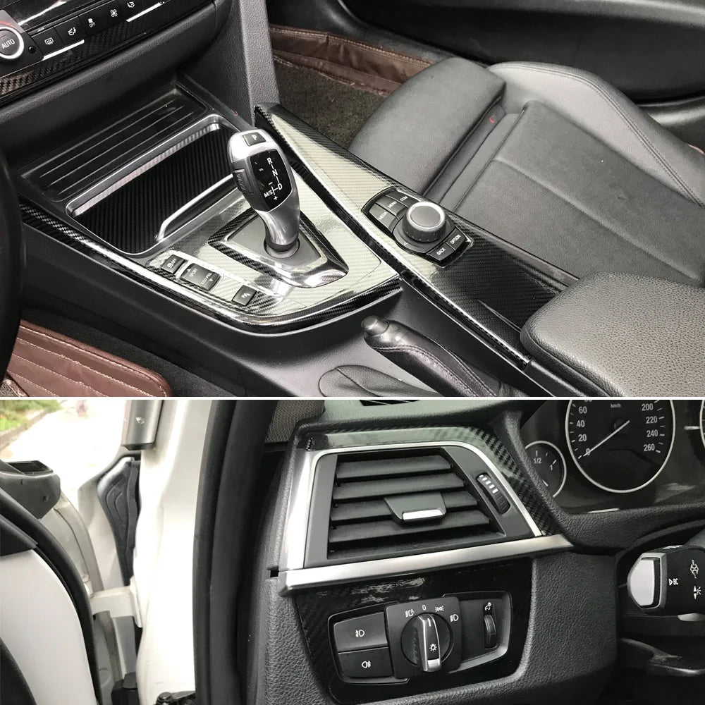 Carbon Fiber Car Interior Stickers Central Control Panel Dashboard Decal Car Styling Trim for BMW 3 Series F30 F31 2013-2019