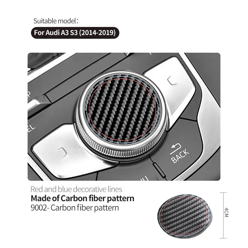 For Audi 8V A3 S3 (2014-2019) Sport Car Multimedia Button Knob Cover Trim Sticker Carbon Fiber Anti Scratch Interior Accessories