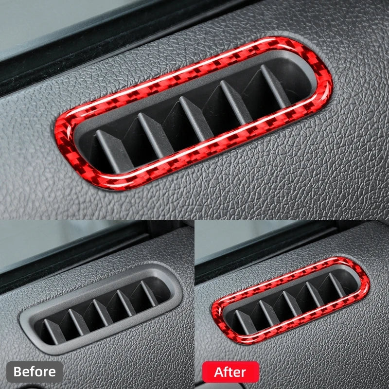 For Ford Mustang 2009-2014 Accessories Car Door Air Conditioner Outlet Vent Sticker Decor Frame Carbon Fiber Interior Trim Cover