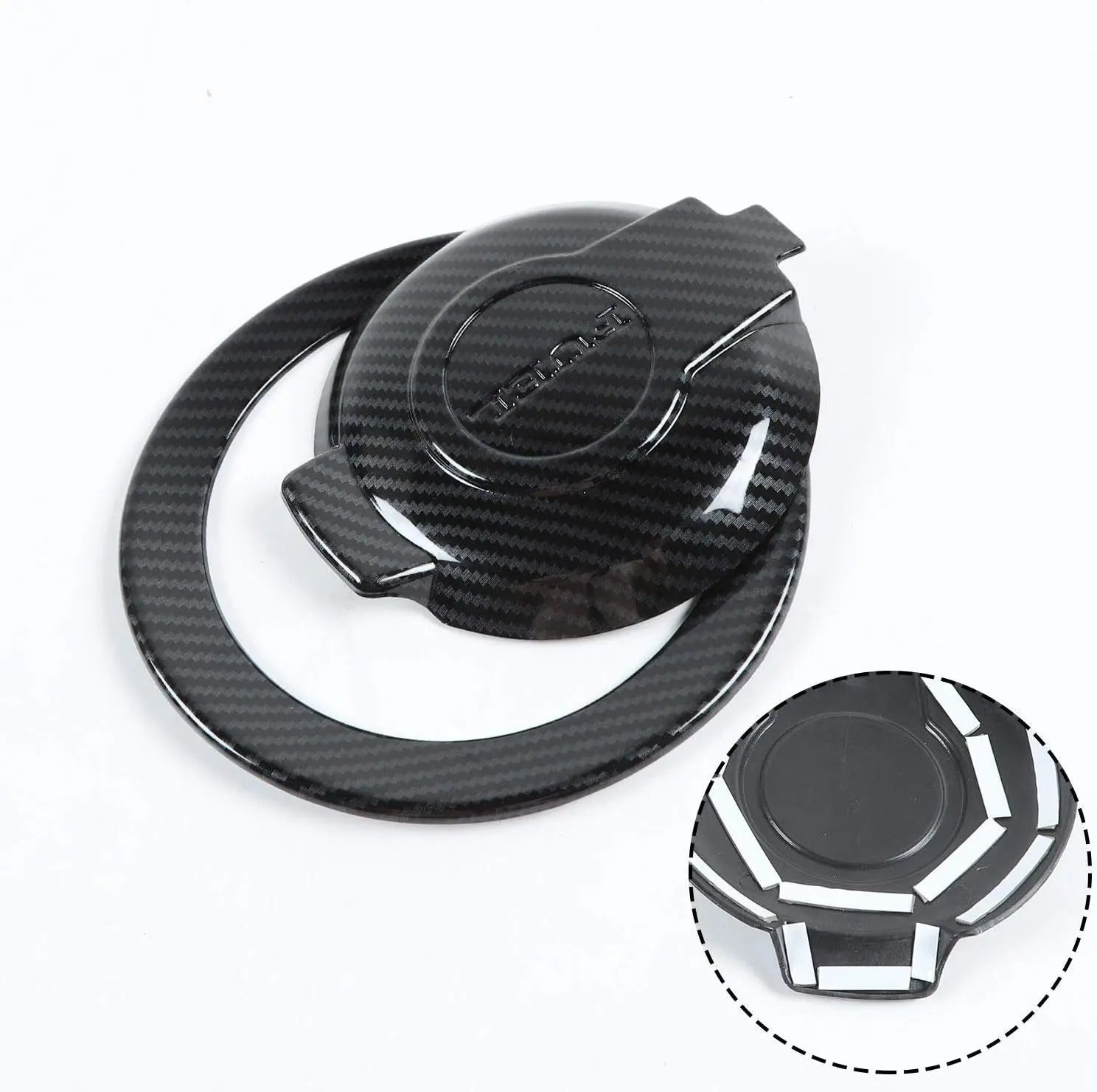 Carbon fiber Look fuel tank cover trim Accessories Gas Door For Dodge Challenger 2008-2023 ABS Car Fuel Tank Cap Trim Sticker