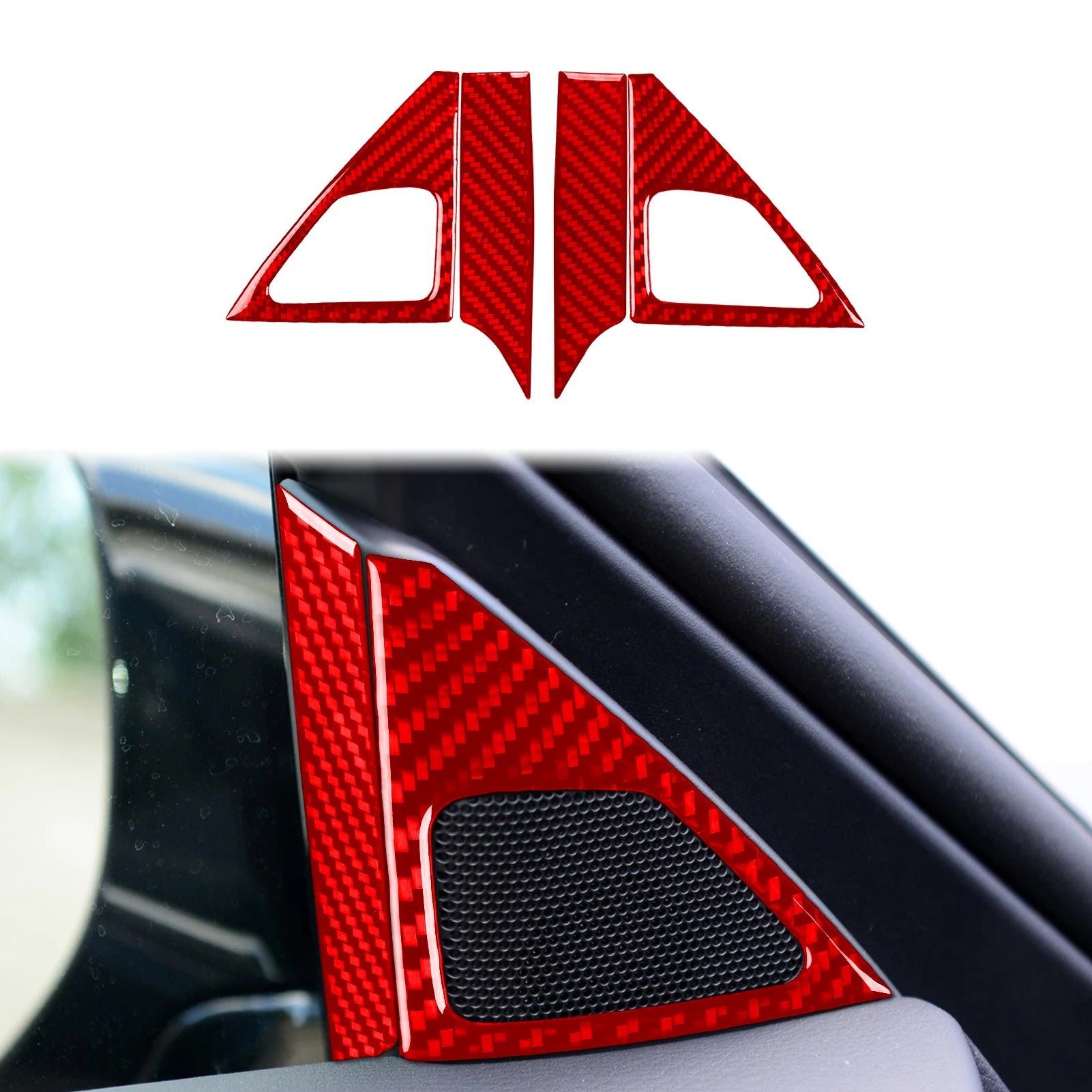 For Infiniti Q50 2014-2020 Car Accessories Carbon Fiber Door A-pillar Speaker Panel Decorative Cover Interior Decoration Sticker