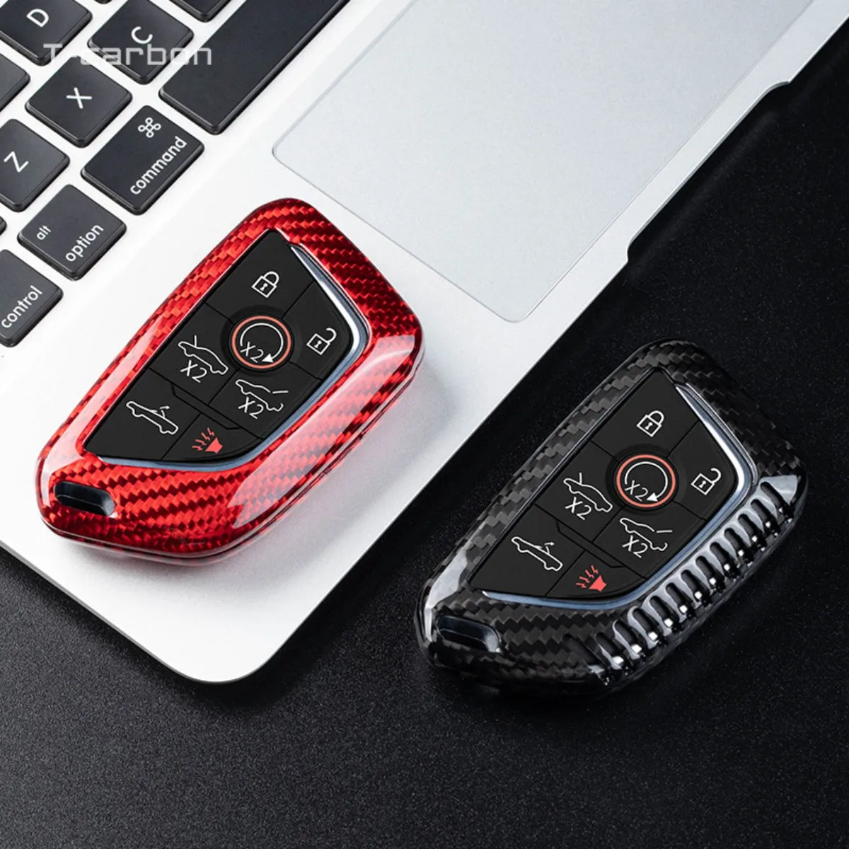 T-carbon Carbon Fiber Car Key Case Cover Fit For Chevrolet C8 Camaro Car Interior Accessories Key Fob Protect Car Key