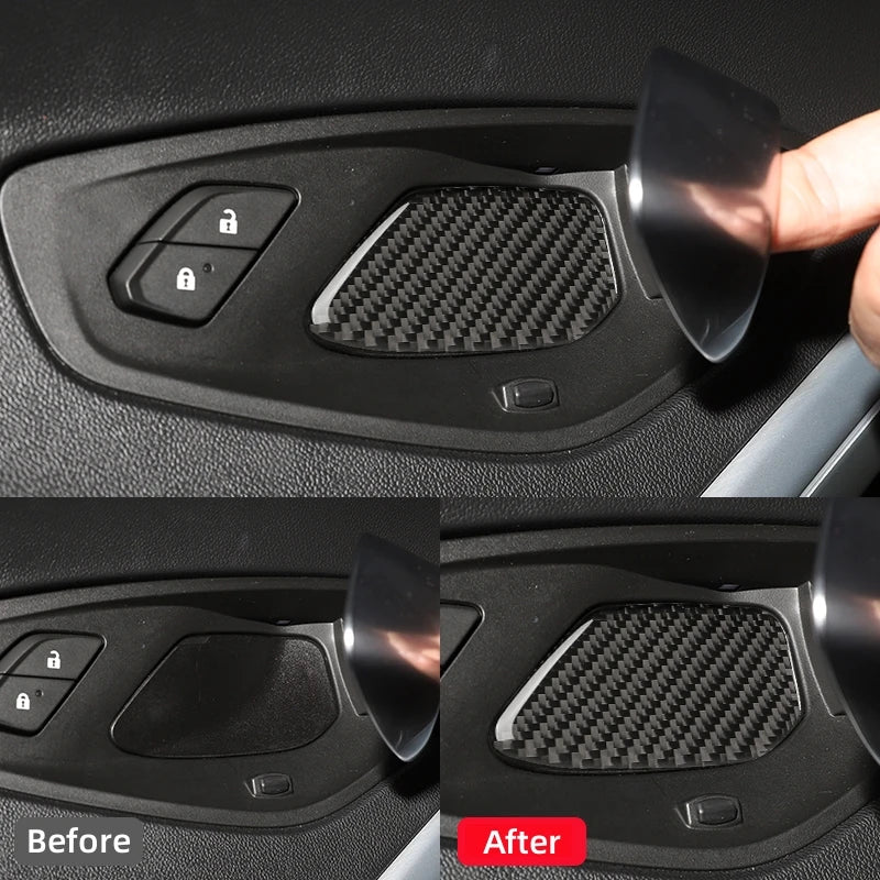 For Chevrolet Camaro 2017-2022 Car Accessories Carbon Fiber Interior Auto Inner Door Bowl Decorative Sticker Trim Cover Frame