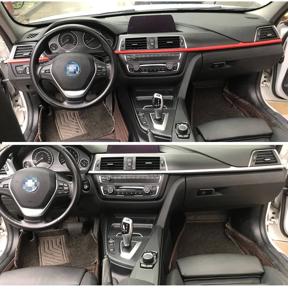 Carbon Fiber Car Interior Stickers Central Control Panel Dashboard Decal Car Styling Trim for BMW 3 Series F30 F31 2013-2019