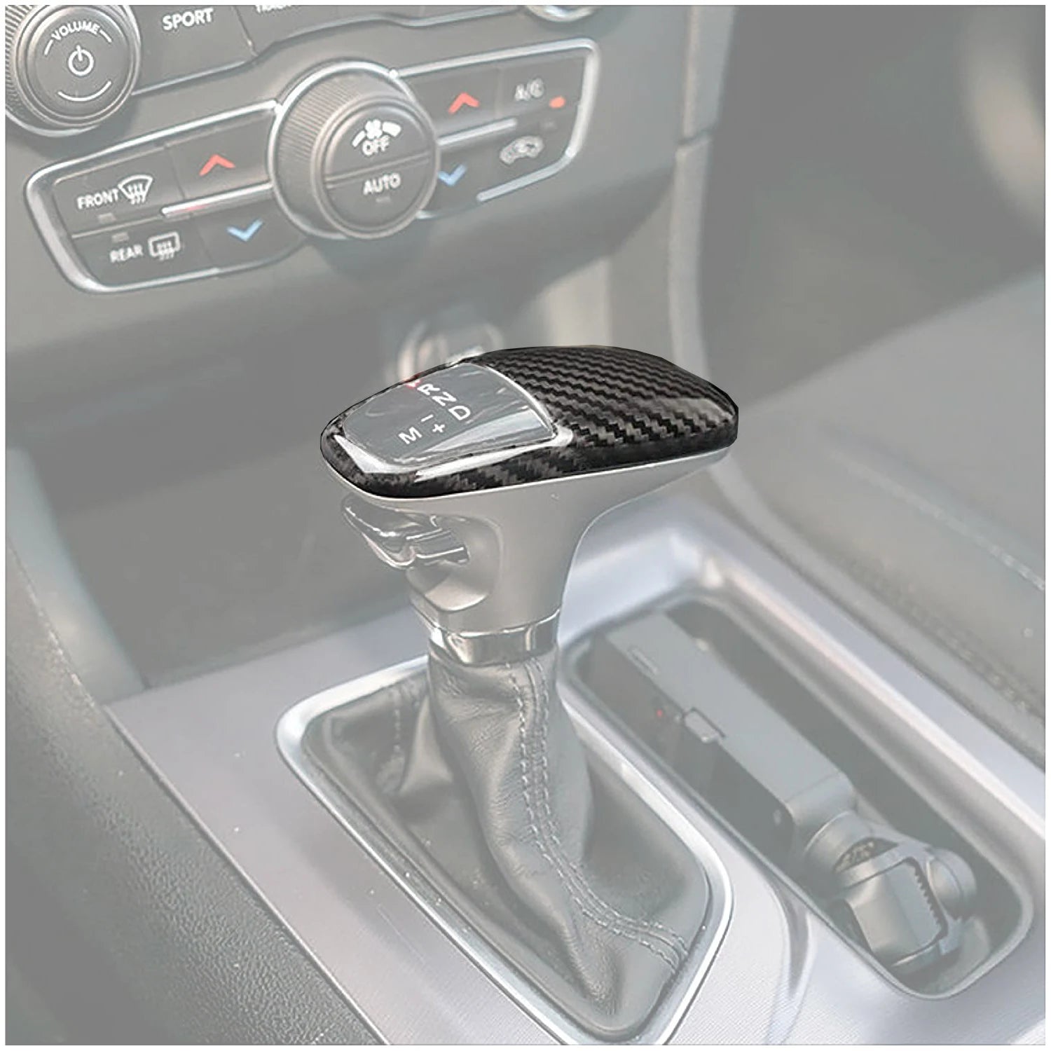 Car Gear Knob Cover Trim Sticker Carbon Fiber Print Shift Hand Ball Decoration for Dodge Challenger Charger SRT 2015-2021