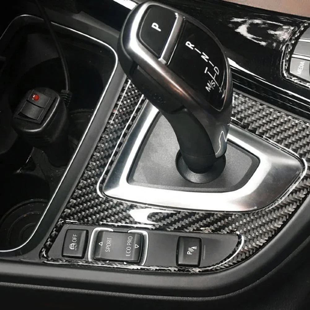 Carbon Fiber Interior Gear Shift Panel Cover Decal ABS Trim For BMW 3 4 Series F32 F30 F31 F33 F36 3GT F34 2014 2015 2016 2017