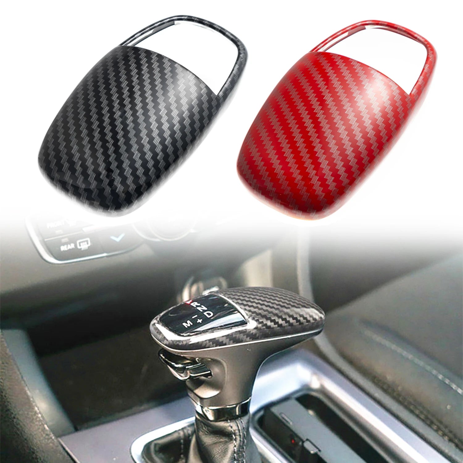 Car Gear Knob Cover Trim Sticker Carbon Fiber Print Shift Hand Ball Decoration for Dodge Challenger Charger SRT 2015-2021