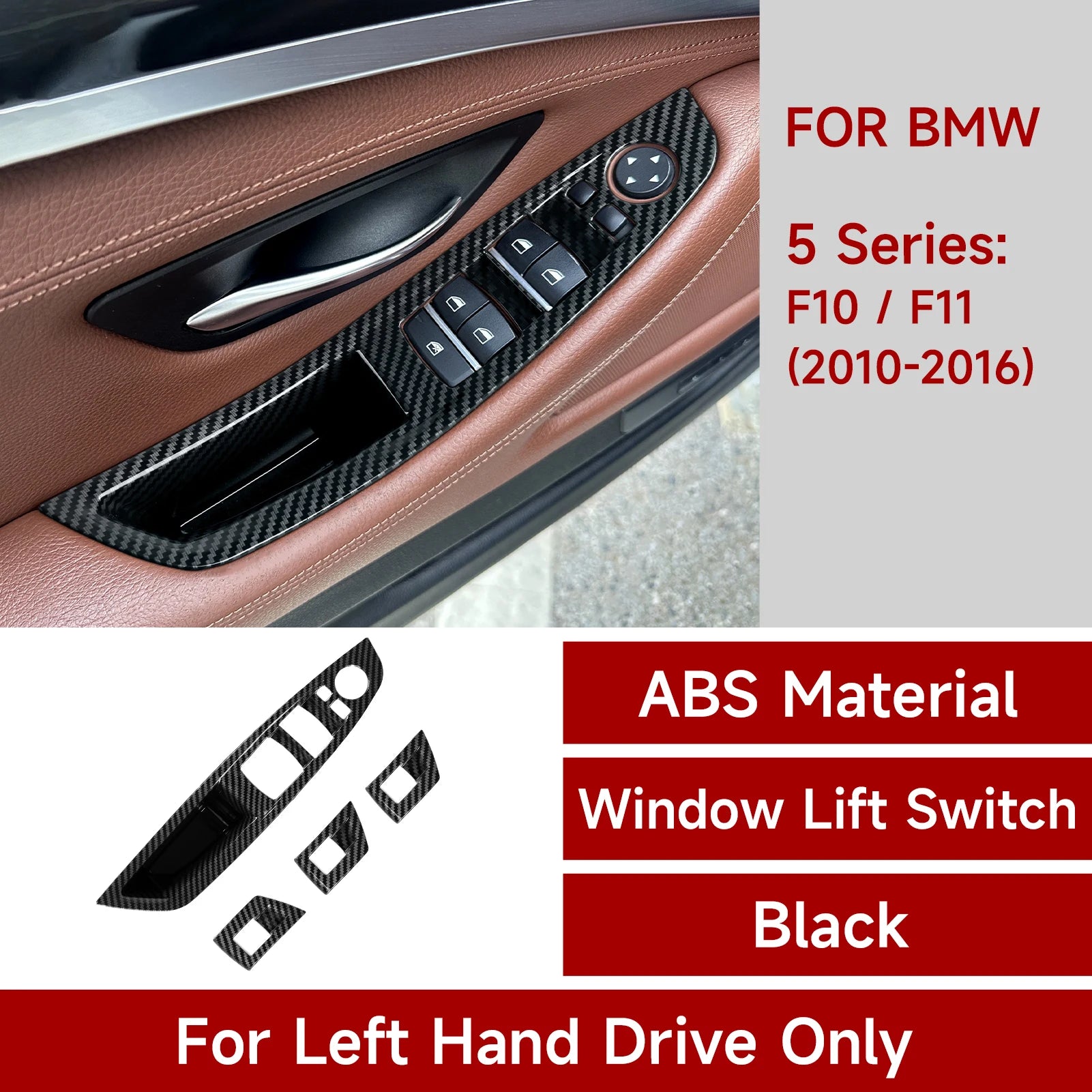For BMW 5 series F10 F11 (2010-2016) Trim Accessories. Car Center Console Dashboard Gear Shift Panel. Carbon Fiber ABS Sticker.
