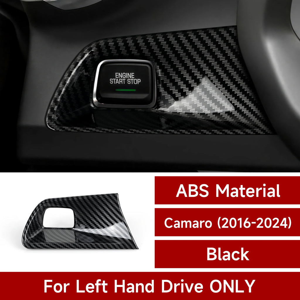 For Chevrolet Camaro ZL1 2016-2026 Engine Start Stop Button Panel Carbon Fiber Interior Sticker Car ABS Trim Cover Accessories