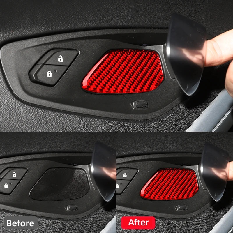 For Chevrolet Camaro 2017-2022 Car Accessories Carbon Fiber Interior Auto Inner Door Bowl Decorative Sticker Trim Cover Frame