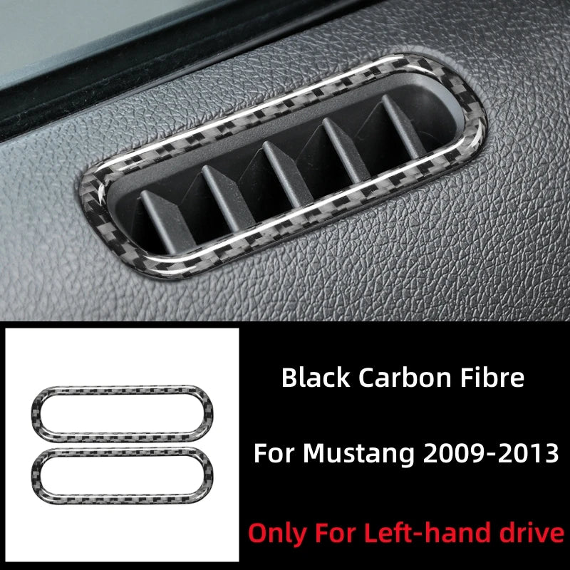 For Ford Mustang 2009-2014 Accessories Car Door Air Conditioner Outlet Vent Sticker Decor Frame Carbon Fiber Interior Trim Cover