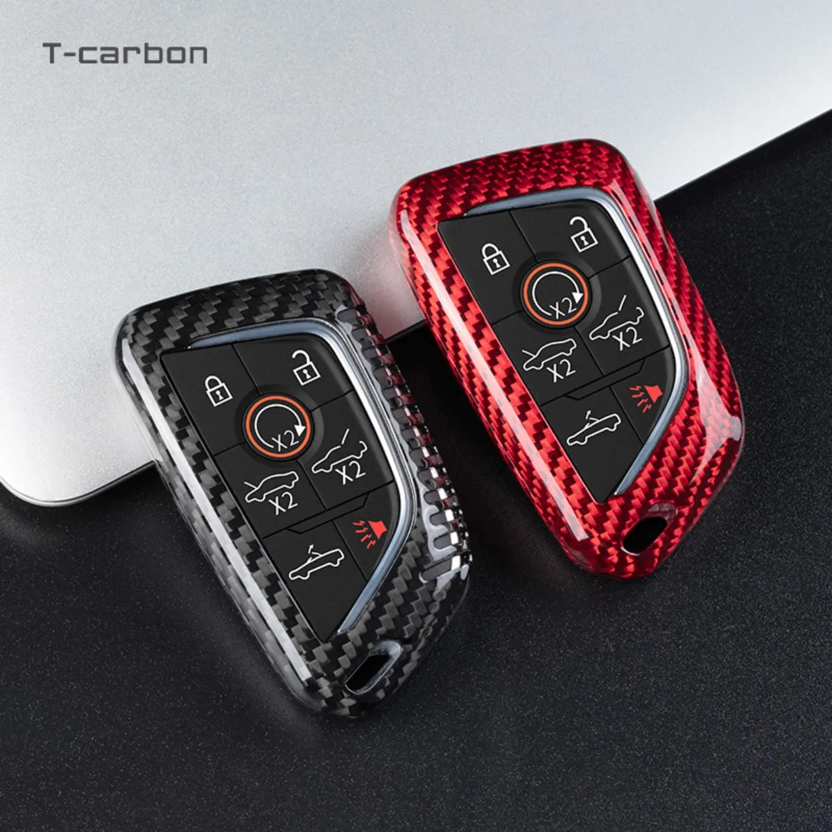 T-carbon Carbon Fiber Car Key Case Cover Fit For Chevrolet C8 Camaro Car Interior Accessories Key Fob Protect Car Key