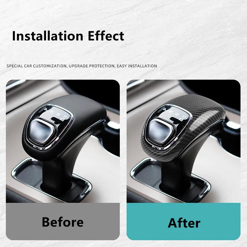 Carbon Fiber Pattern Car Gear Shift Knob Protective Cover Car Gear Handle Head For Jeep Grand Cherokee 2014-16 Inner Accessories
