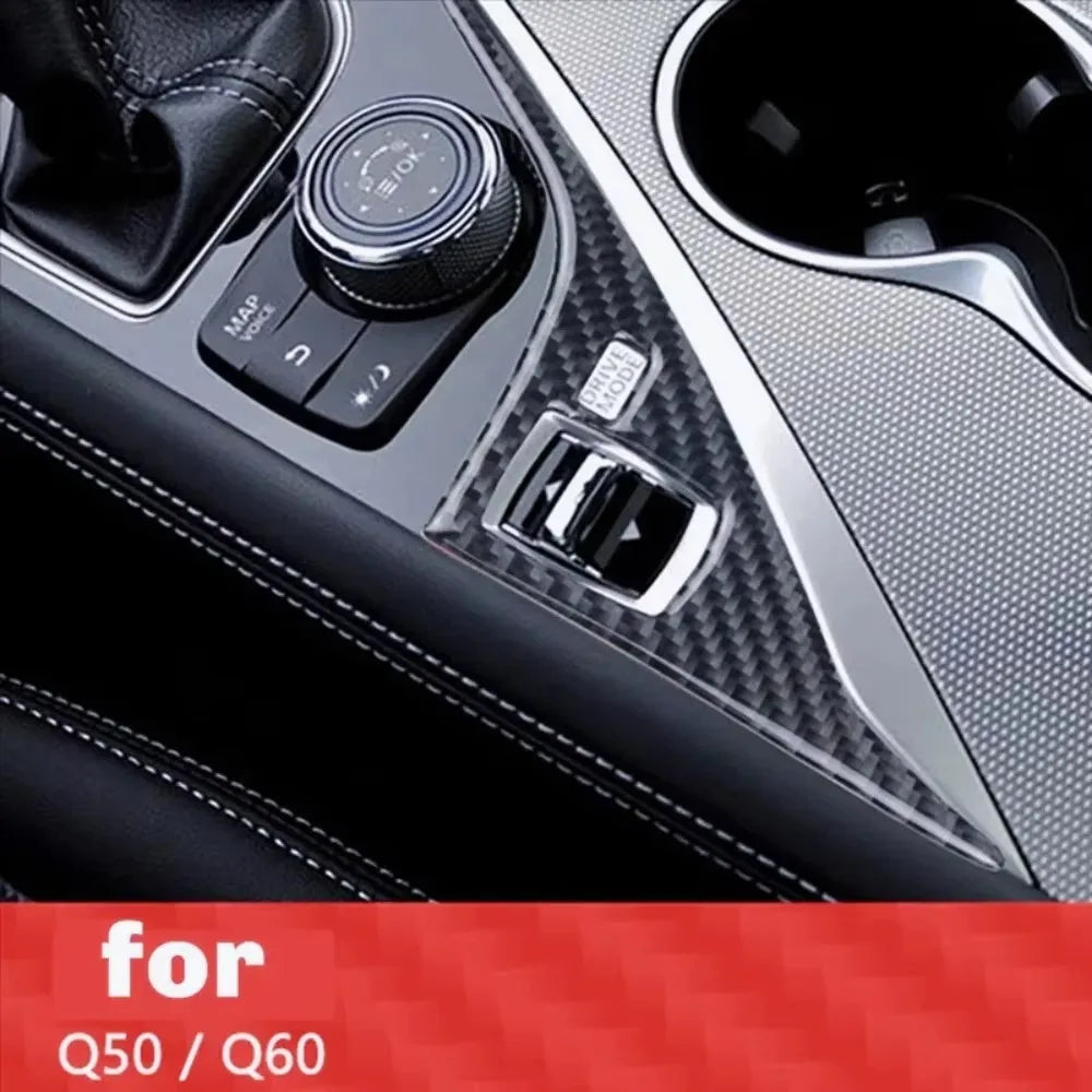 DB-For Infiniti Q50 Q60 2014-2020 Car Interior Center Console Panel Real Carbon Fiber
