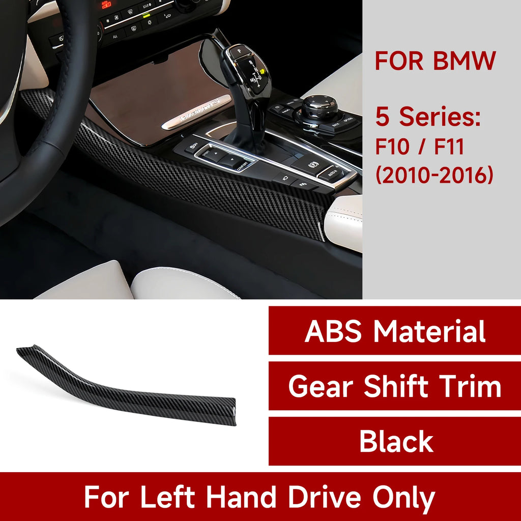 For BMW 5 series F10 F11 (2010-2016) Trim Accessories. Car Center Console Dashboard Gear Shift Panel. Carbon Fiber ABS Sticker.
