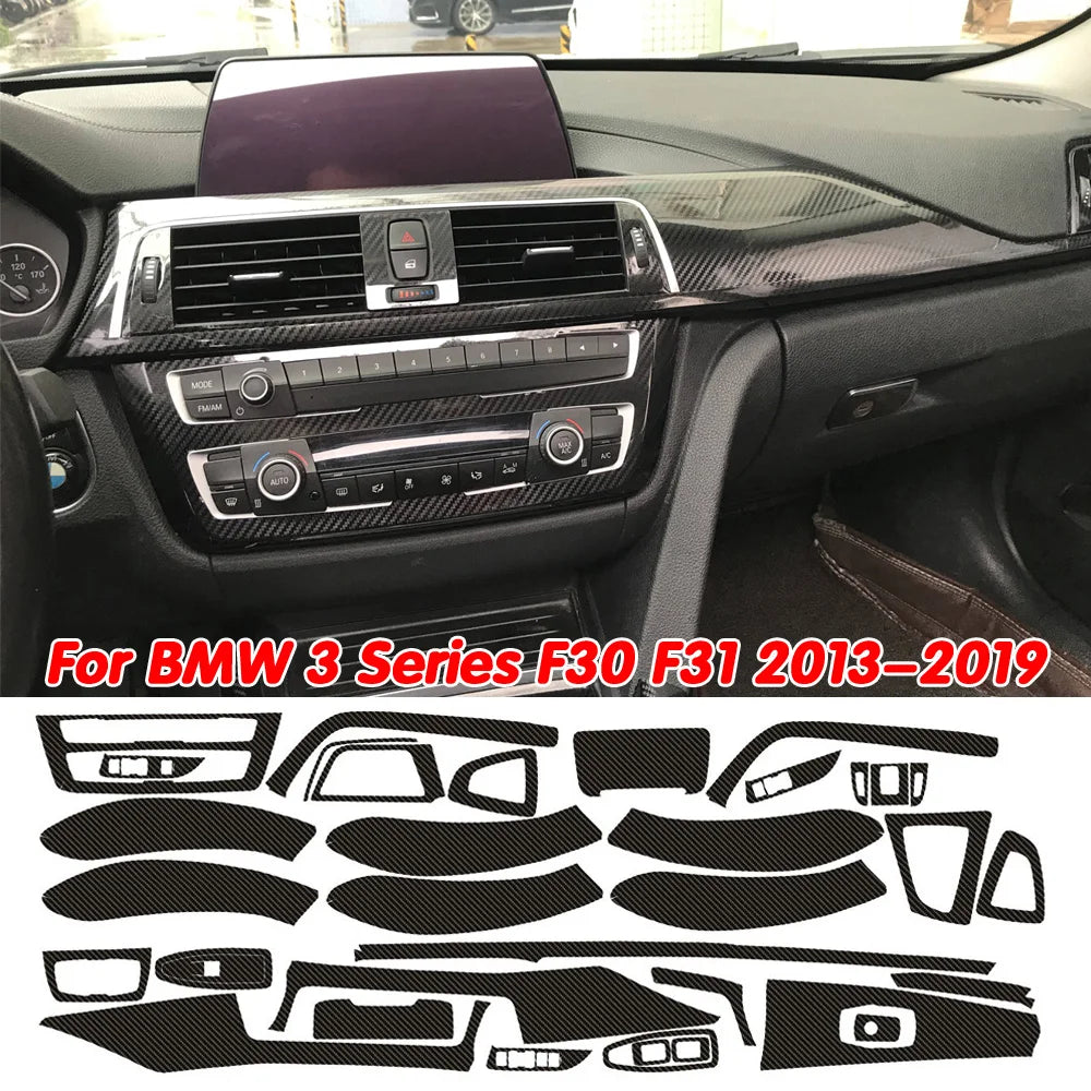 Carbon Fiber Car Interior Stickers Central Control Panel Dashboard Decal Car Styling Trim for BMW 3 Series F30 F31 2013-2019