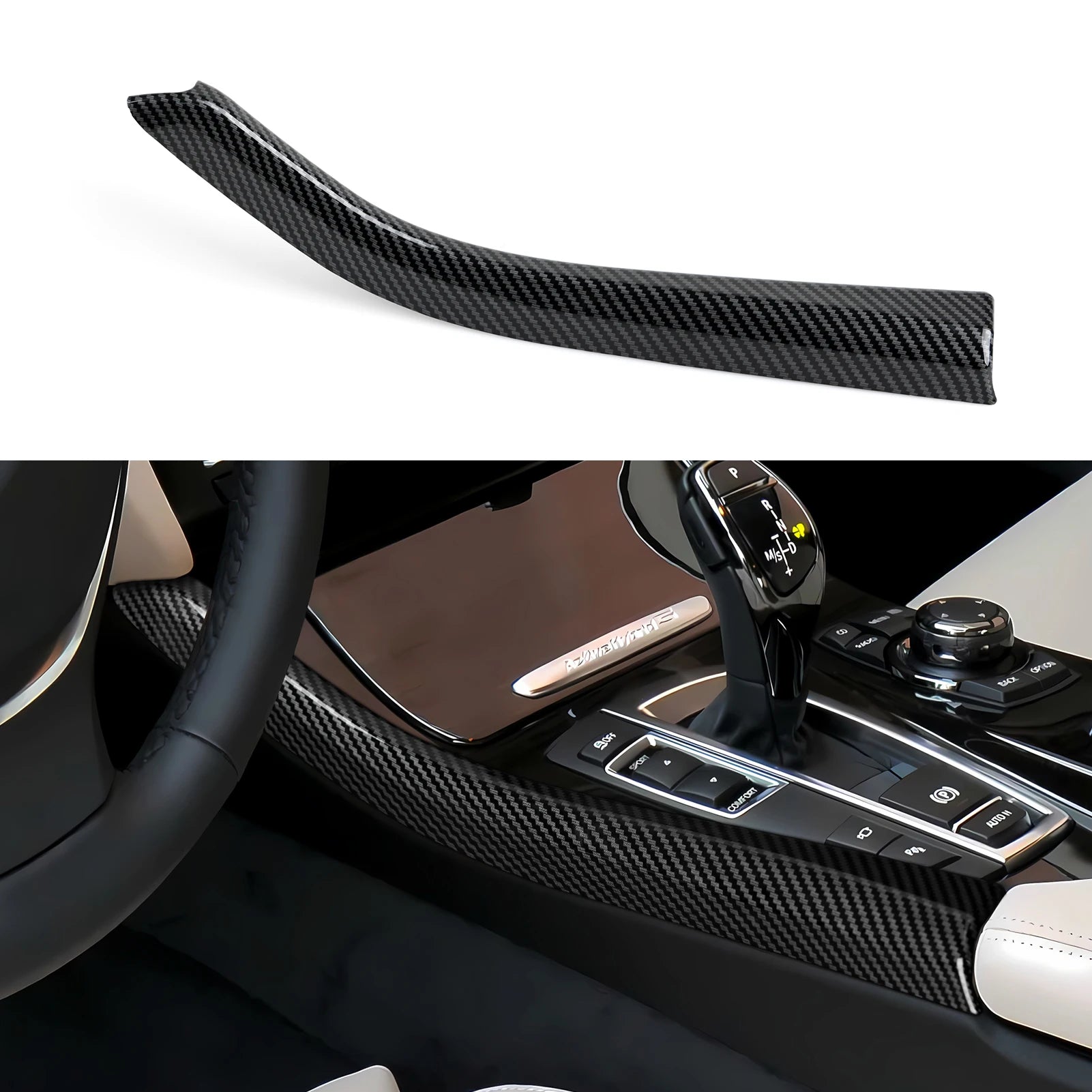 For BMW 5 series F10 F11 (2010-2016) Trim Accessories. Car Center Console Dashboard Gear Shift Panel. Carbon Fiber ABS Sticker.