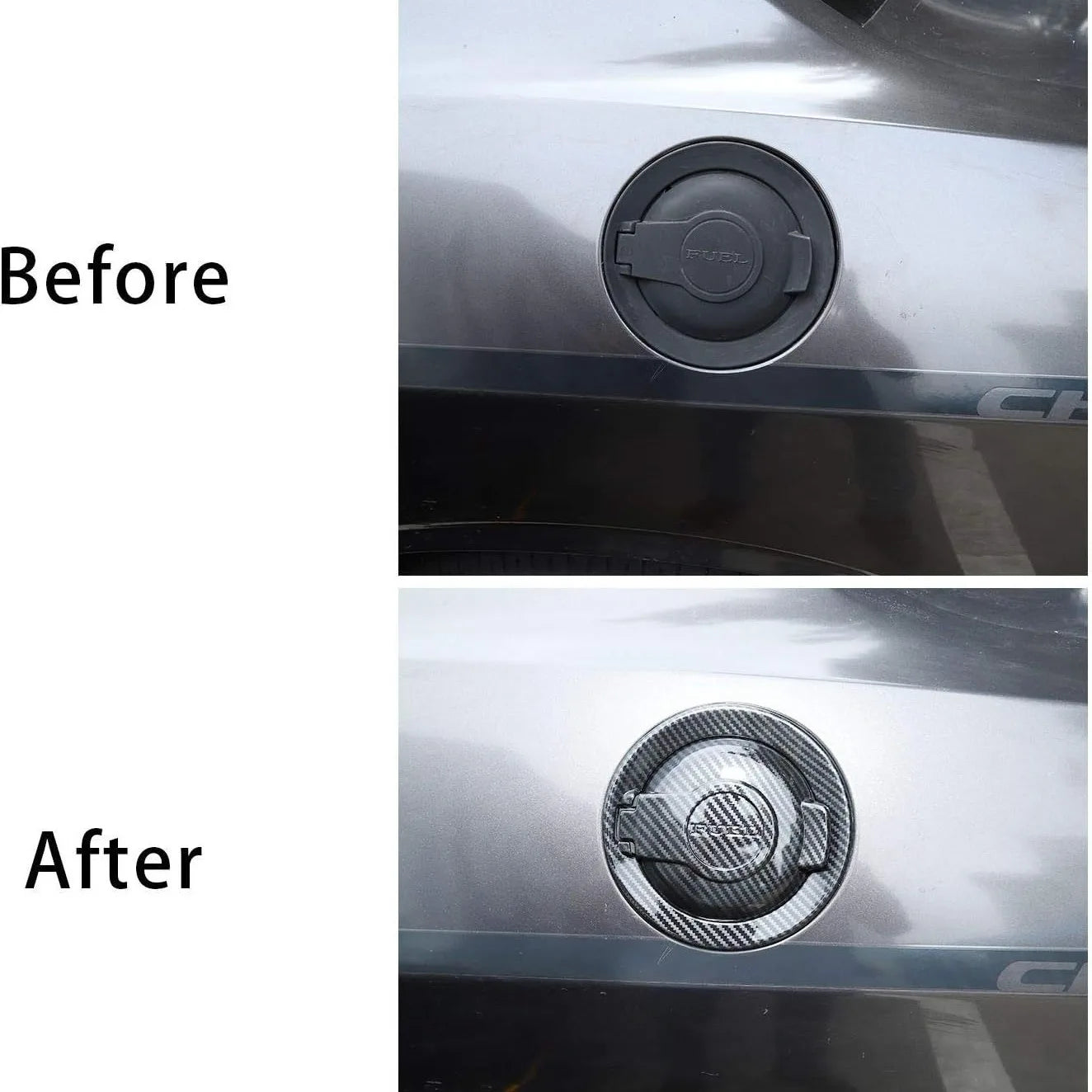 Carbon fiber Look fuel tank cover trim Accessories Gas Door For Dodge Challenger 2008-2023 ABS Car Fuel Tank Cap Trim Sticker