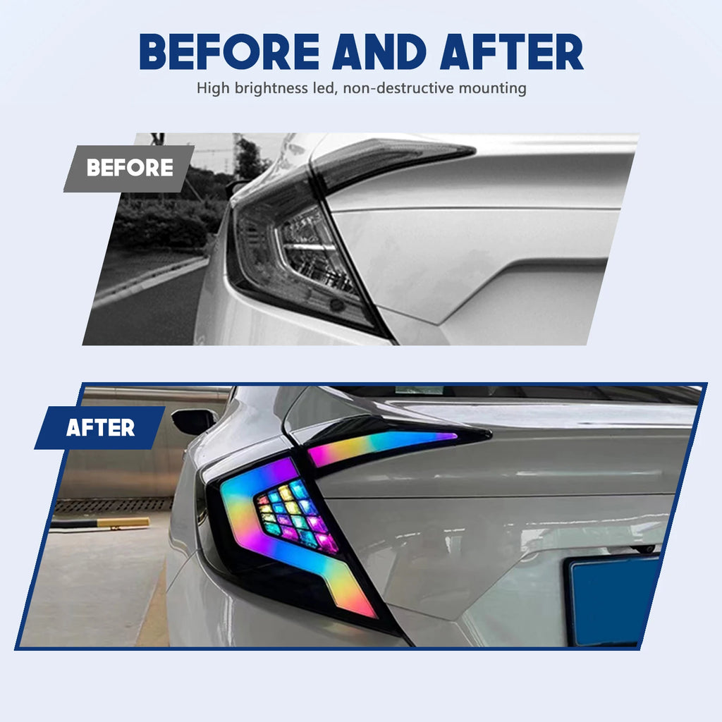 HCMOTIONZ RGB Tail Lamp For Honda Civic 2016-2021 Custom Start Up Animation DRL LED Car Back Light Assembly Accessories 10th Gen