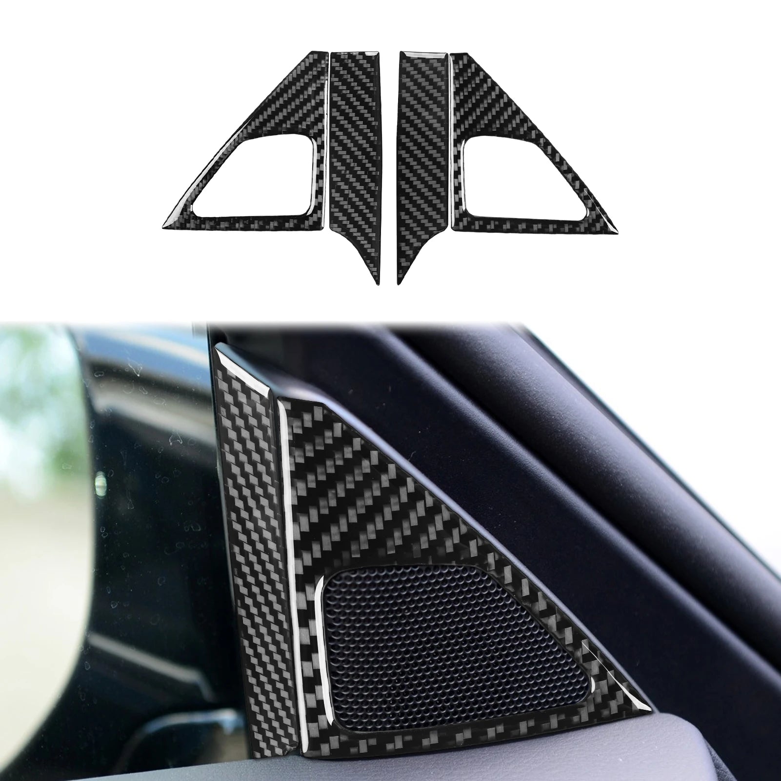 For Infiniti Q50 2014-2020 Car Accessories Carbon Fiber Door A-pillar Speaker Panel Decorative Cover Interior Decoration Sticker