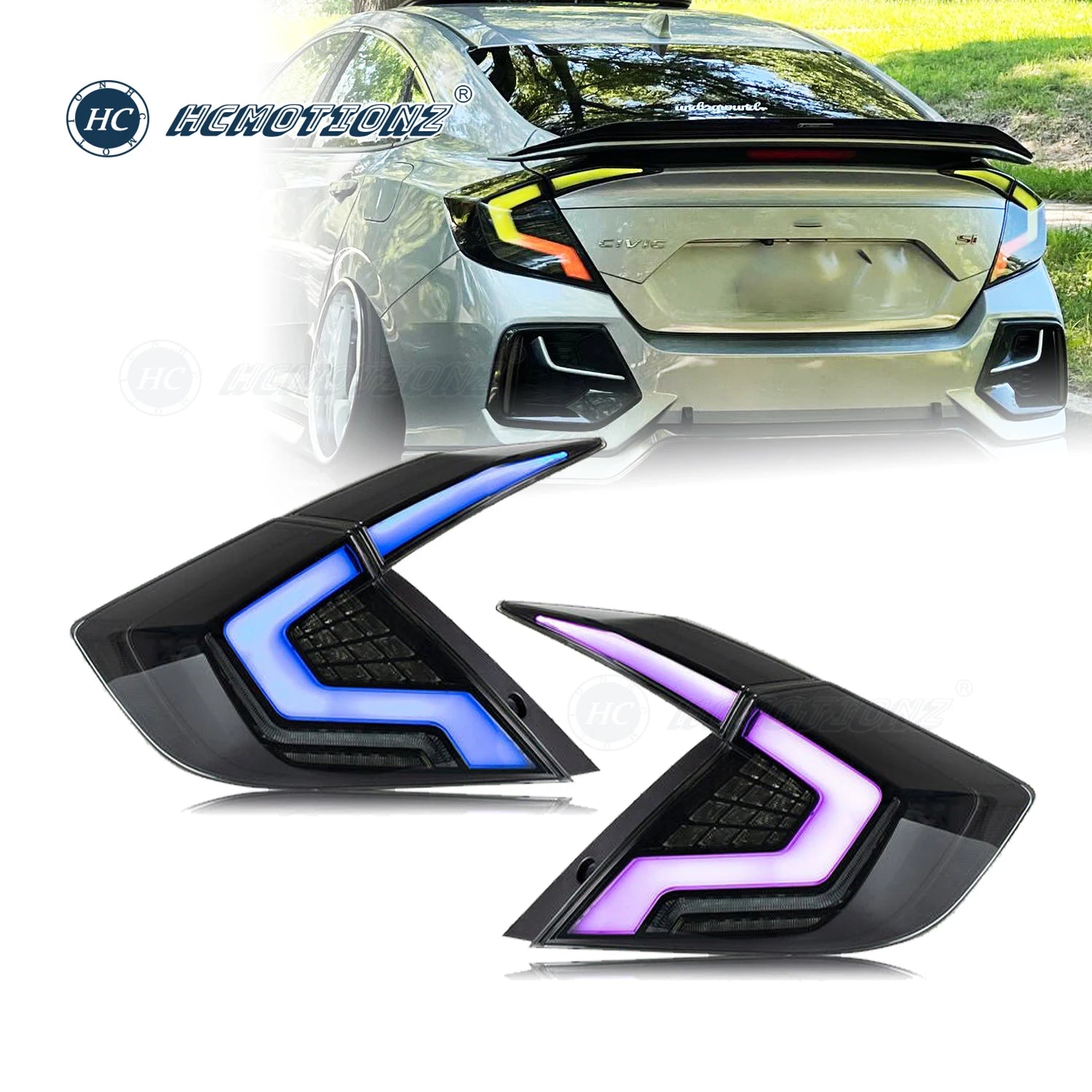 HCMOTIONZ RGB Tail Lamp For Honda Civic 2016-2021 Custom Start Up Animation DRL LED Car Back Light Assembly Accessories 10th Gen